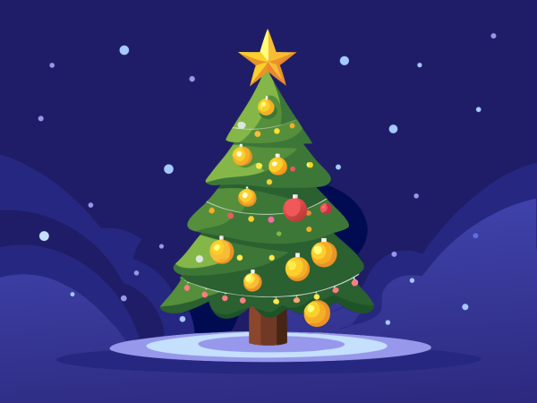 Plantilla Árbol De Navidad Con Luces en formato vectorial
