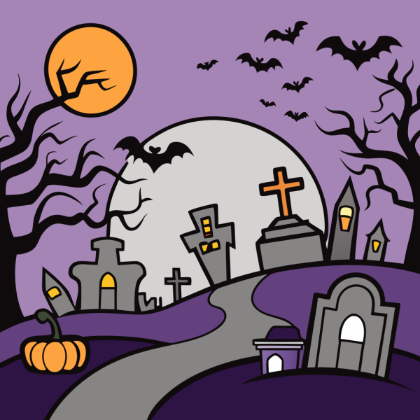 Plantilla Cemetery Scene With Crooked Tombstones en PNG HD, alta calidad