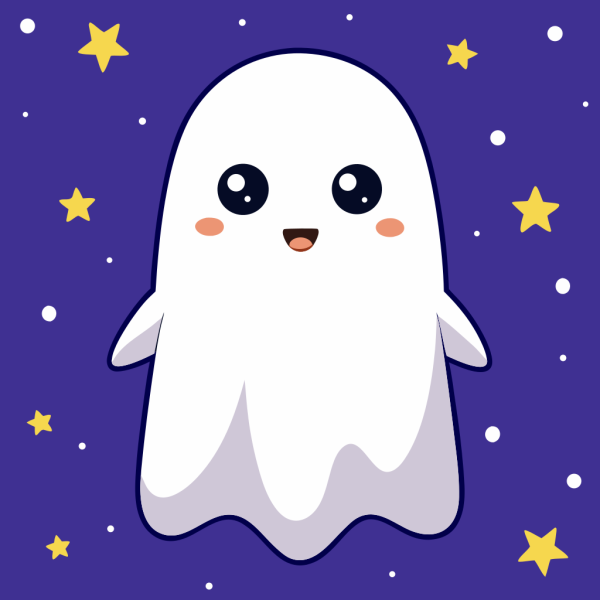 Plantilla Cute Ghost Floating With Rosy Cheeks en PNG HD, alta calidad