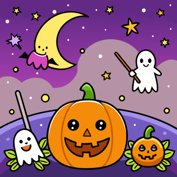Plantilla Floating Friendly Ghosts en PNG HD, alta calidad