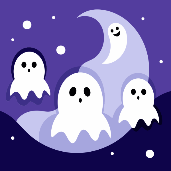 Plantilla Group Of Floating Ghosts en PNG HD, alta calidad