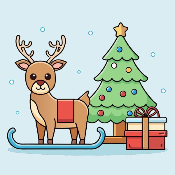 Template Reno Y árbol De Navidad in PNG HD, high quality