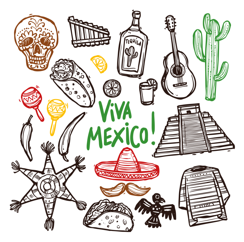 Plantilla Viva México en PNG HD, alta calidad