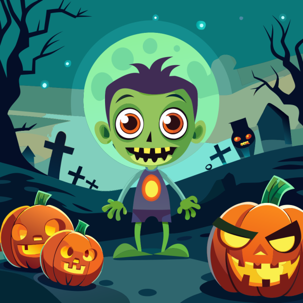 Plantilla Zombie With Pumpkins en formato vectorial