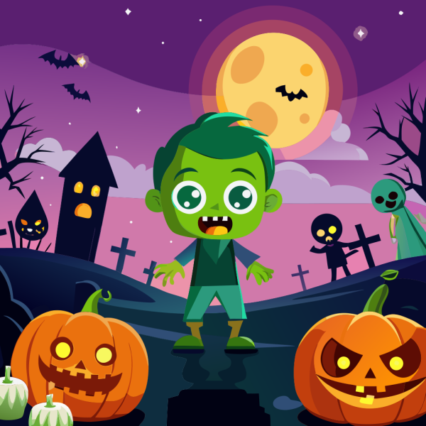Plantilla Zombies With Pumpkins en formato vectorial