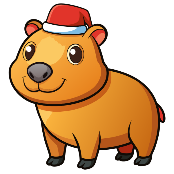 Vector Capibara Navideño en PNG HD, alta calidad