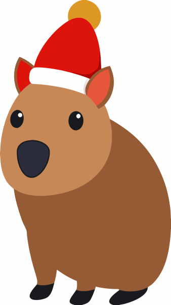 Vector Capibara Navideño en PNG HD, alta calidad