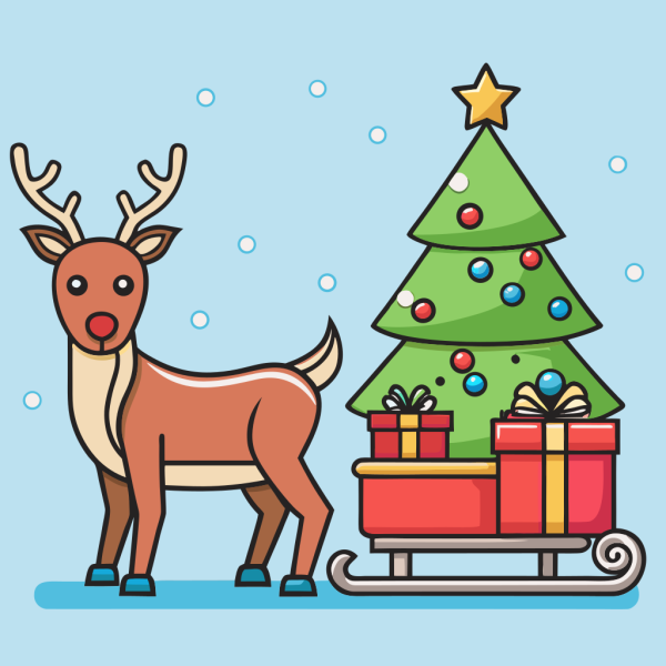 Vector Reno Con árbol De Navidad en PNG HD, alta calidad
