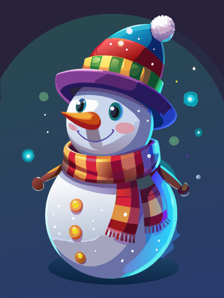 Vector Snowman in PNG HD, high quality